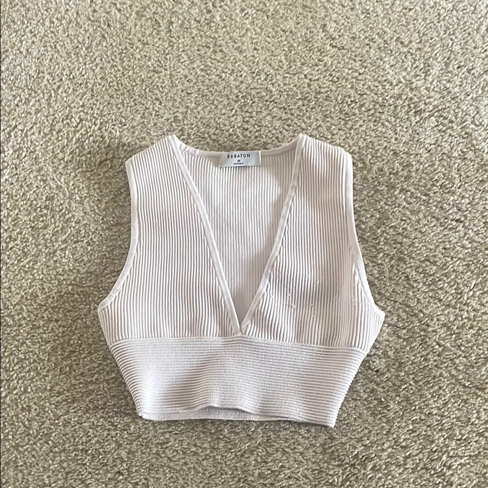 Aritzia White Fitted Crop Tank Top